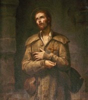 Benedictus Jozef Labre, schildering in de l'église d'Amettes / Bron: Musaraigne, Wikimedia Commons (CC BY-SA-3.0)