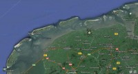 Ameland op drift / Bron: Google maps, bewerkt Persbureau Ameland