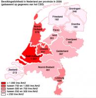 Bevolkingsdichtheid Nederland / Bron: Gouwenaar, Wikimedia Commons (Publiek domein)