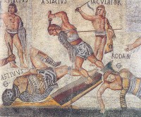 Gladiatorenwedstrijd / Bron: Romeguide, Wikimedia Commons (Publiek domein)