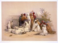 Een slavenmarkt in Caïro (Egypte) / Bron: David Roberts, Wikimedia Commons (Publiek domein)