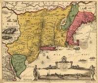 De Nederlandse kolonie in de V.S. / Bron: Nicolaes Visscher, Wikimedia Commons (Publiek domein)